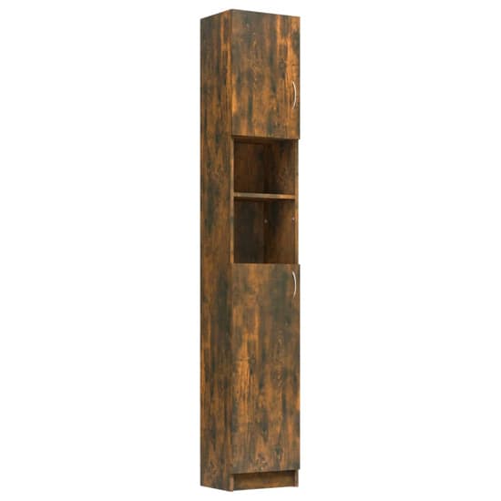 Logan Wooden Bathroom Storage Cabinet In Smoked Oak_3