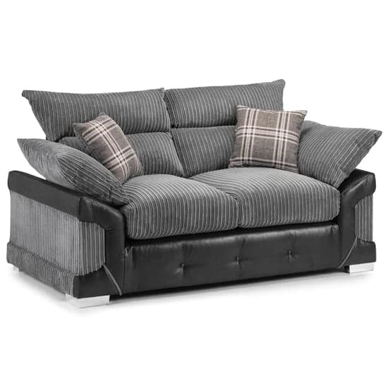 Logion Fabric 3+2 Seater Sofa Set In Black And Grey_2