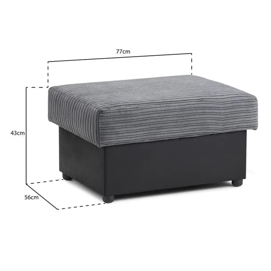 Logion Fabric Foot Stool In Black And Grey_3