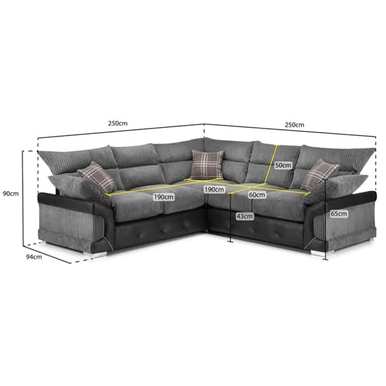 Logion Fabric Large Corner Sofa In Black And Grey_4