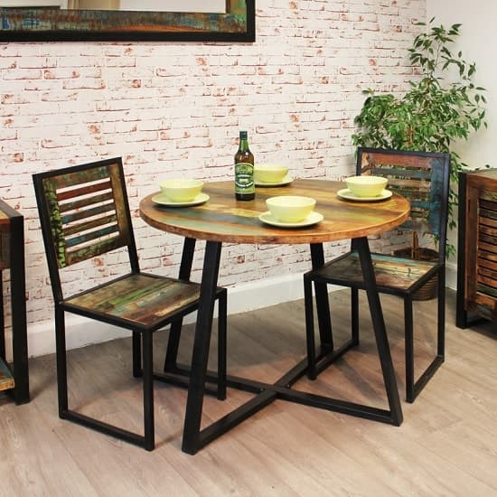 London Urban Chic Wooden Round Dining Table With Steel Base_4
