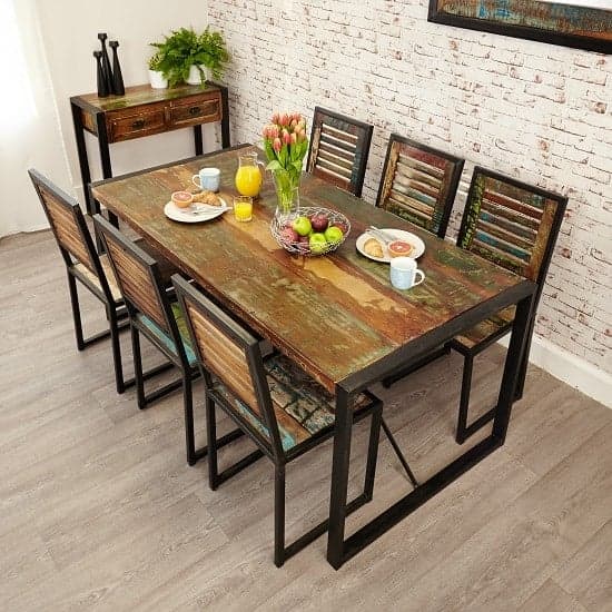 London Urban Chic Wooden Dining Table With Steel Base_4