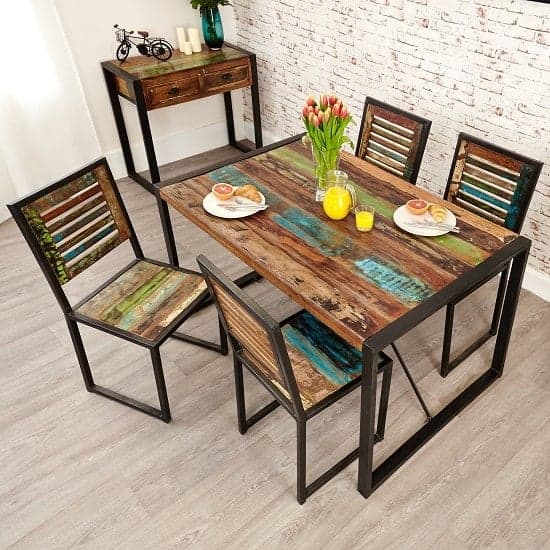 London Urban Chic Wooden Medium Dining Table With Steel Base_2