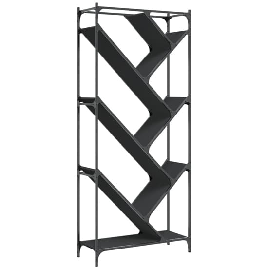 Looe Wooden Bookcase With Metal Frame In Black_3