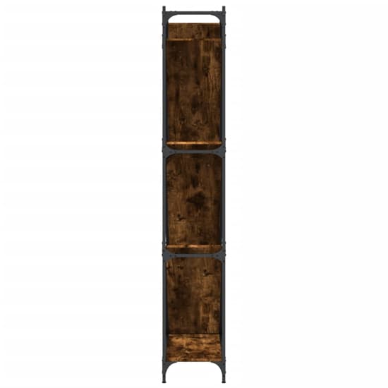 Looe Wooden Bookcase With Metal Frame In Smoked Oak_5