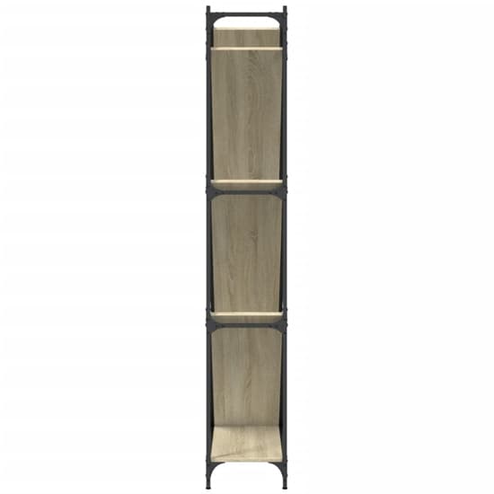 Looe Wooden Bookcase With Metal Frame In Sonoma Oak_5