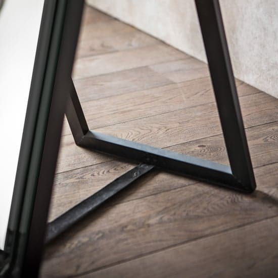 Lorain Bevelled Floor Cheval Floor Mirror In Black Wooden Frame_3