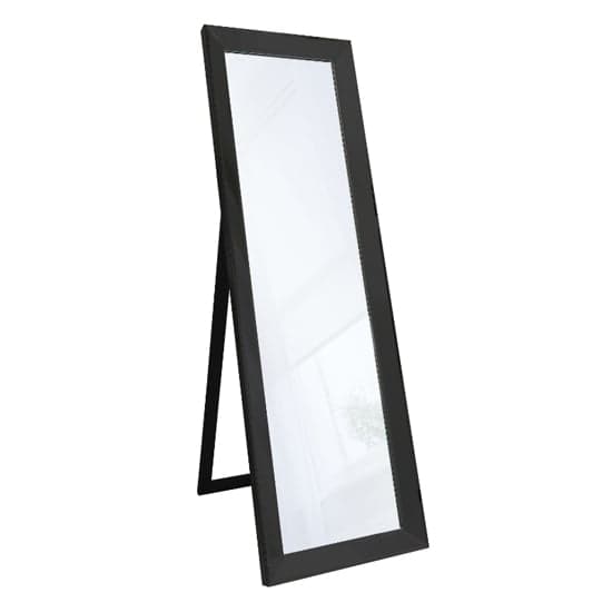 Lorain Bevelled Floor Cheval Floor Mirror In Black Wooden Frame_1