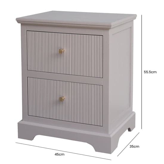 Lorain Pine Wood Bedside Cabinet With 2 Drawers In Summer Grey_2