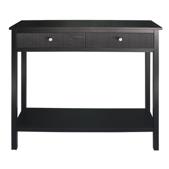 Lorain Pine Wood Console Table With 2 Drawers In Matte Black_2