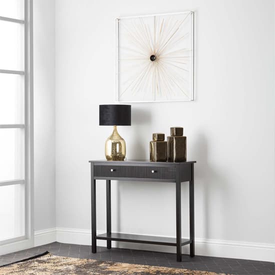 Lorain Pine Wood Console Table With 2 Drawers In Matte Black_7