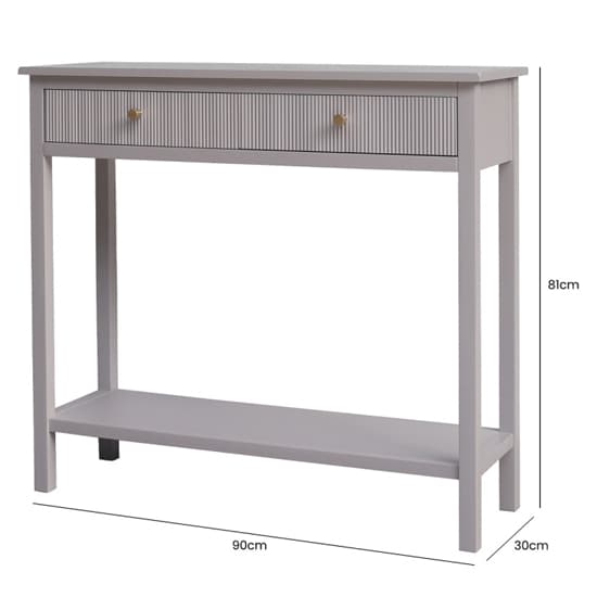 Lorain Pine Wood Console Table With 2 Drawers In Summer Grey_5