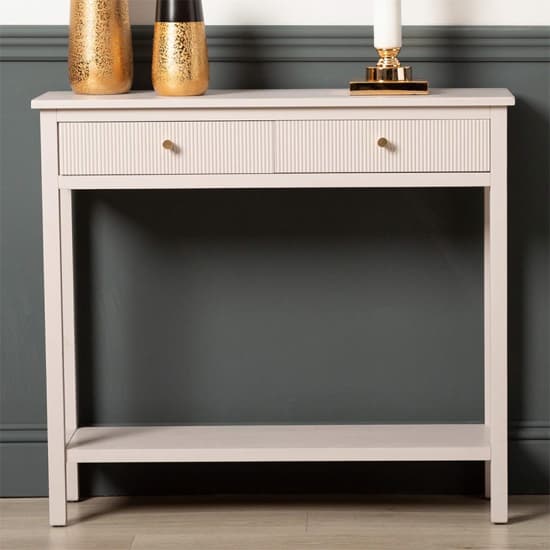 Lorain Pine Wood Console Table With 2 Drawers In Summer Grey_6