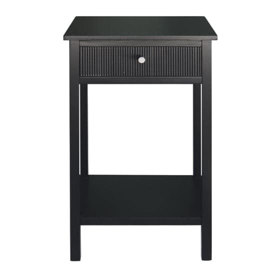 Lorain Pine Wood End Table With 1 Drawer In Matte Black_2