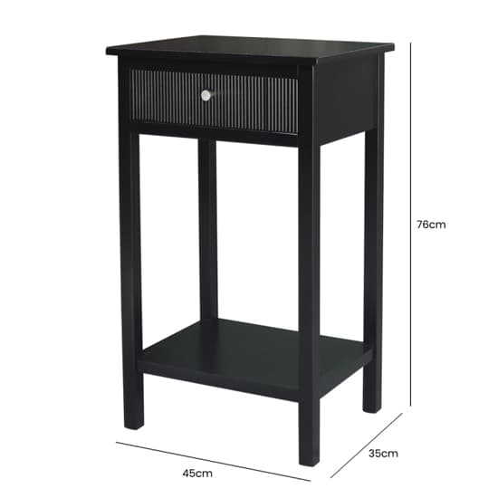 Lorain Pine Wood End Table With 1 Drawer In Matte Black_6