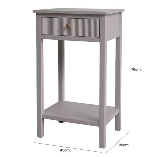 Lorain Pine Wood End Table With 1 Drawer In Summer Grey_5