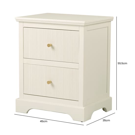 Lorain Wooden Bedside Cabinet With 2 Drawers In Frosty White_3