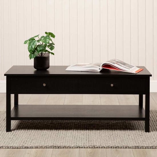 Lorain Wooden Coffee Table With 2 Drawers In Black_1