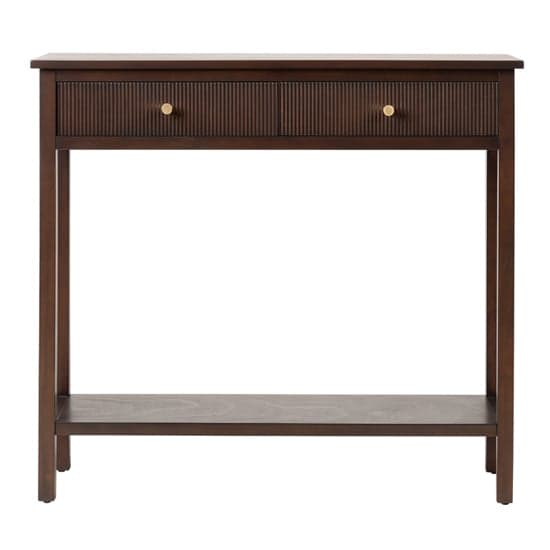 Lorain Wooden Console Table With 2 Drawers In Walnut Brown_2