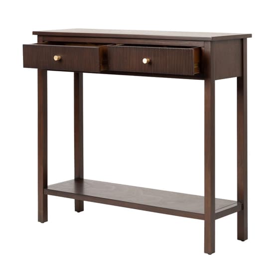 Lorain Wooden Console Table With 2 Drawers In Walnut Brown_3
