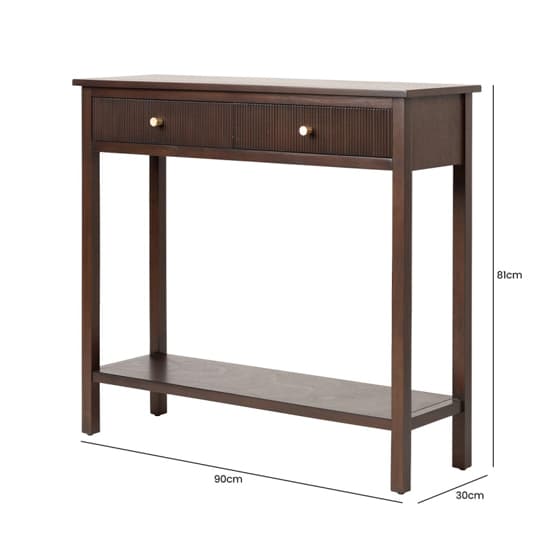 Lorain Wooden Console Table With 2 Drawers In Walnut Brown_7