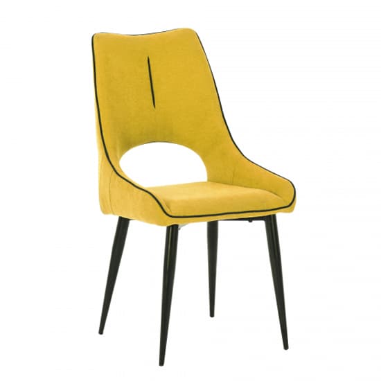 Lorain Yellow Chenille Effect Fabric Dining Chairs In Pair_2