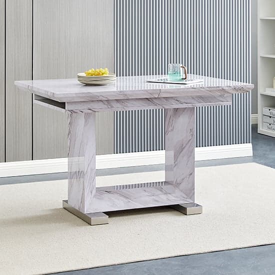 Lorence Extendable Wooden Dining Table In Grey Marble Effect_2