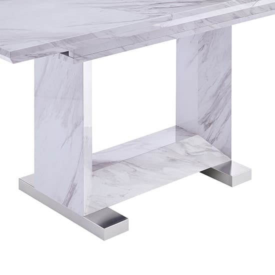 Lorence Extendable Wooden Dining Table In Grey Marble Effect_10