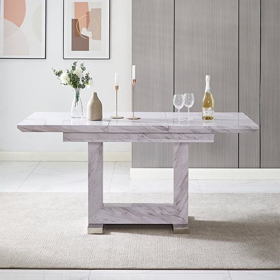 Lorence Extendable Wooden Dining Table In Grey Marble Effect_3
