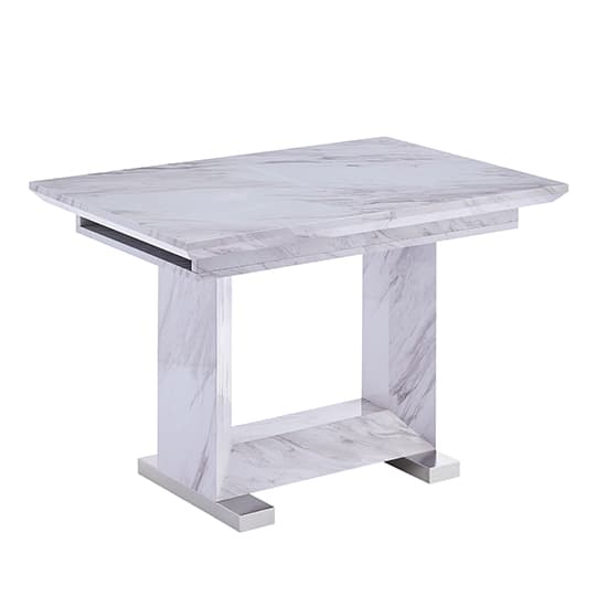 Lorence Extendable Wooden Dining Table In Grey Marble Effect_8