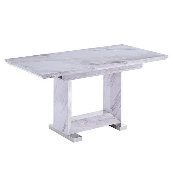 Lorence Extendable Wooden Dining Table In Grey Marble Effect_9