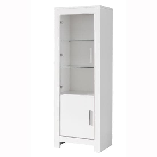 Lorenz Glass Display Cabinet In White High Gloss With LED_2