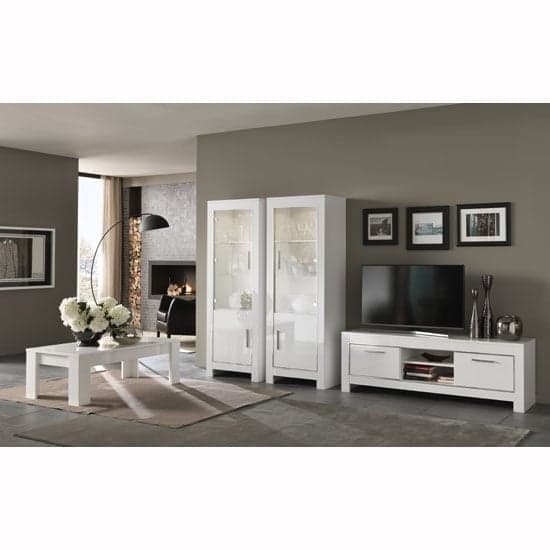 Lorenz Modern TV Stand In White High Gloss With 2 Doors_3