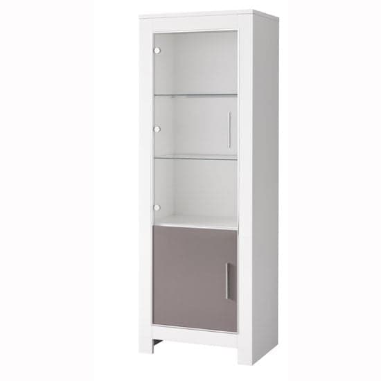 Lorenz Glass Display Cabinet In White And Grey Gloss With LED_1