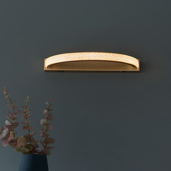 Lorenzo LED Clear Faceted Wall Light In Satin Gold_2