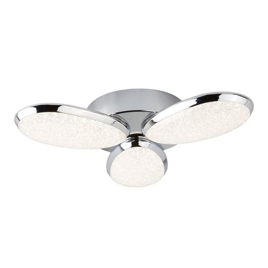 Lori 3 LED Ceiling Light In Chrome With Crushed Ice Effect Shade_2