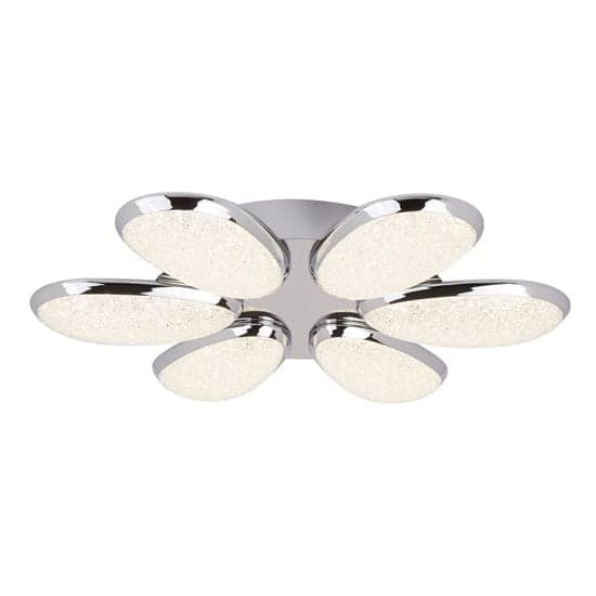 Lori 6 LED Ceiling Light In Chrome With Crushed Ice Effect Shade_2