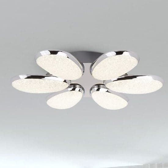 Lori 6 LED Ceiling Light In Chrome With Crushed Ice Effect Shade_1