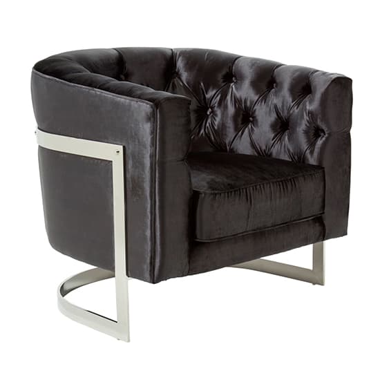 Lorman Velvet Accent Chair In Black With Silver Frame_2