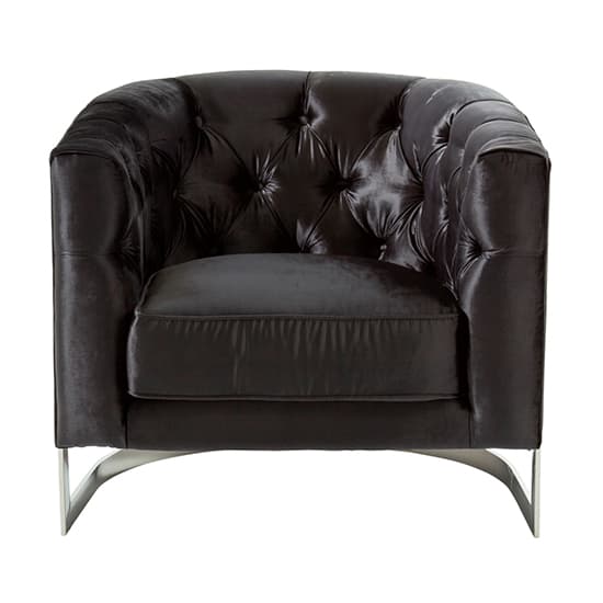 Lorman Velvet Accent Chair In Black With Silver Frame_1