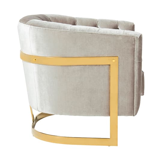 Lorman Velvet Accent Chair In Grey With Gold Frame_3
