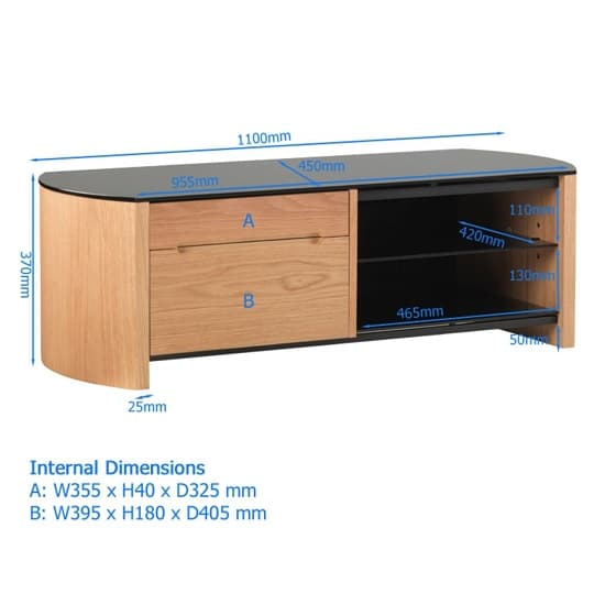 Flore Small Wooden TV In Walnut With Black Glass Furniture in