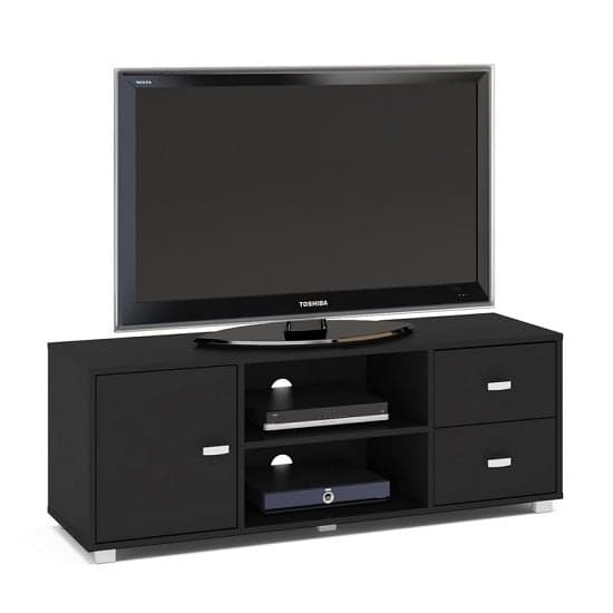 Lorusso Wooden TV Stand In Black High Gloss With 1 Door_2