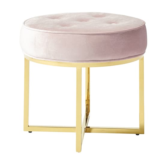 Loudon Velvet Accent Stool In Pink With Gold Legs_2