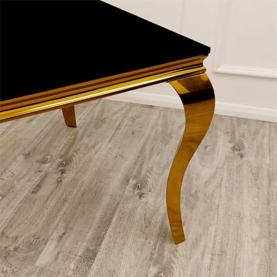 Laval Square Black Glass Dining Table With Gold Curved Legs_2