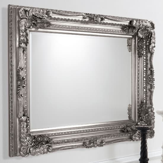 Louisa Rectangular Wall Mirror In Silver Frame