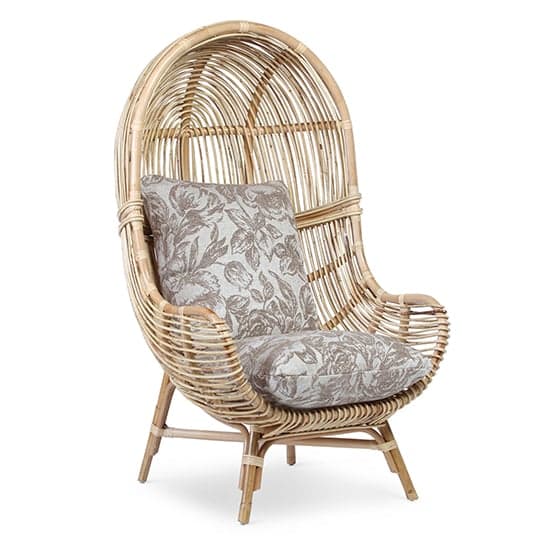 Loum Rattan Armchair With Foral Beige Seat Cushion_2