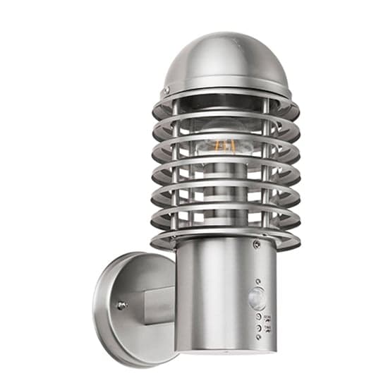 Louvre PIR Polycarbonate Wall Light In Brushed Stainless Steel_2