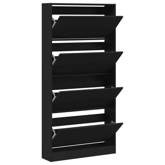 Lowell Shoe Storage Cabinet With 4 Flip-Drawers In Black_3