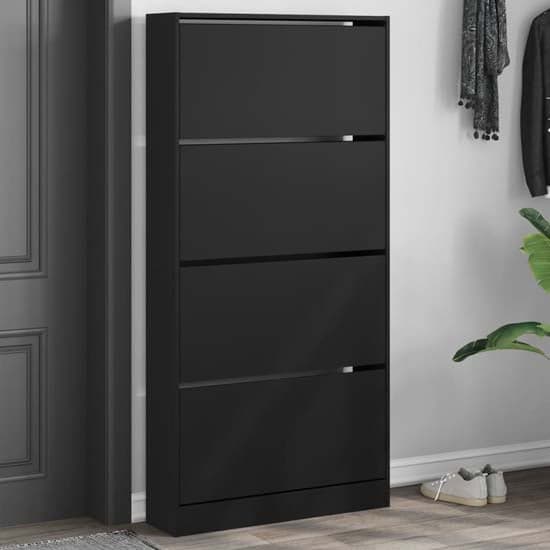 Lowell Shoe Storage Cabinet With 4 Flip-Drawers In Black_1